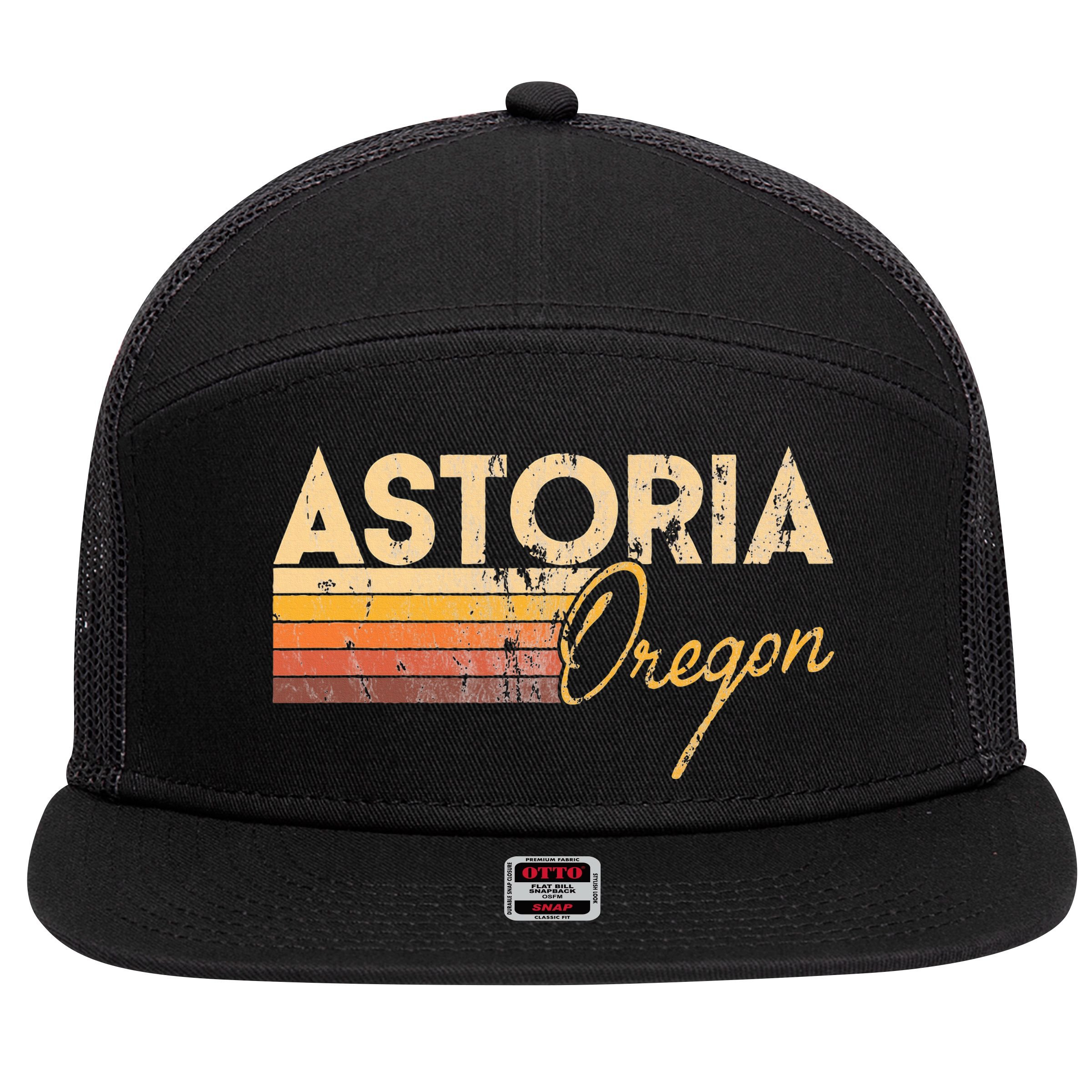 Astoria Oregon 7 Panel Mesh Trucker Snapback Hat