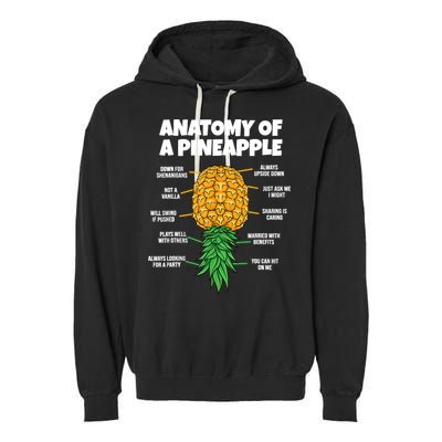 Anatomy Of A Pineapple Swinger Funny Upside Down Pineapple Garment-Dyed Fleece Hoodie