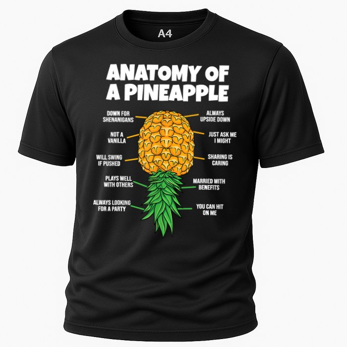 Anatomy Of A Pineapple Swinger Funny Upside Down Pineapple Cooling Performance Crew T-Shirt