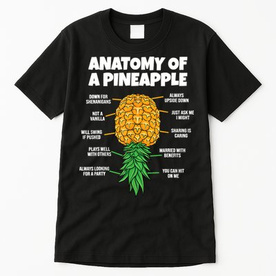 Anatomy Of A Pineapple Swinger Funny Upside Down Pineapple Tall T-Shirt