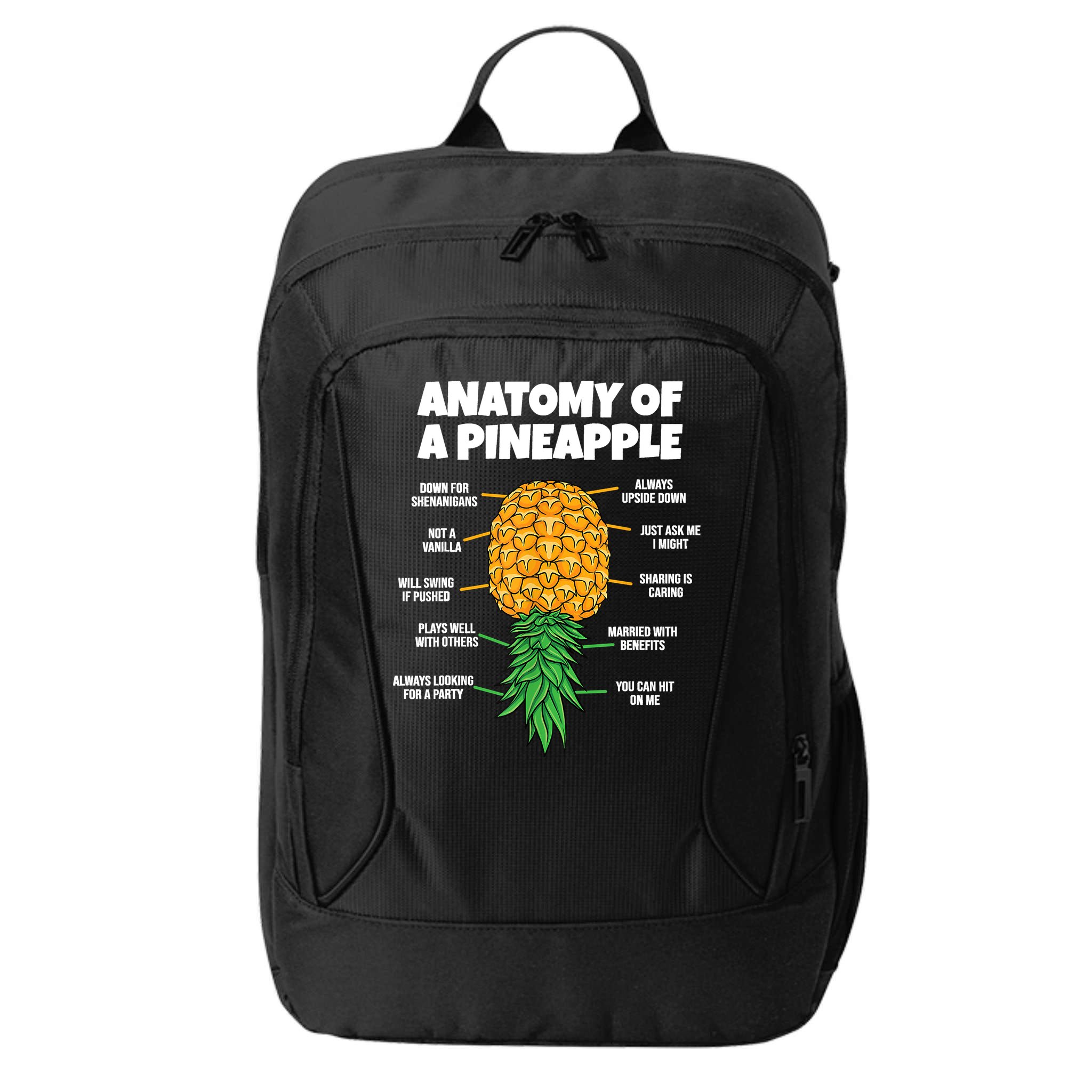 Anatomy Of A Pineapple Swinger Funny Upside Down Pineapple City Backpack
