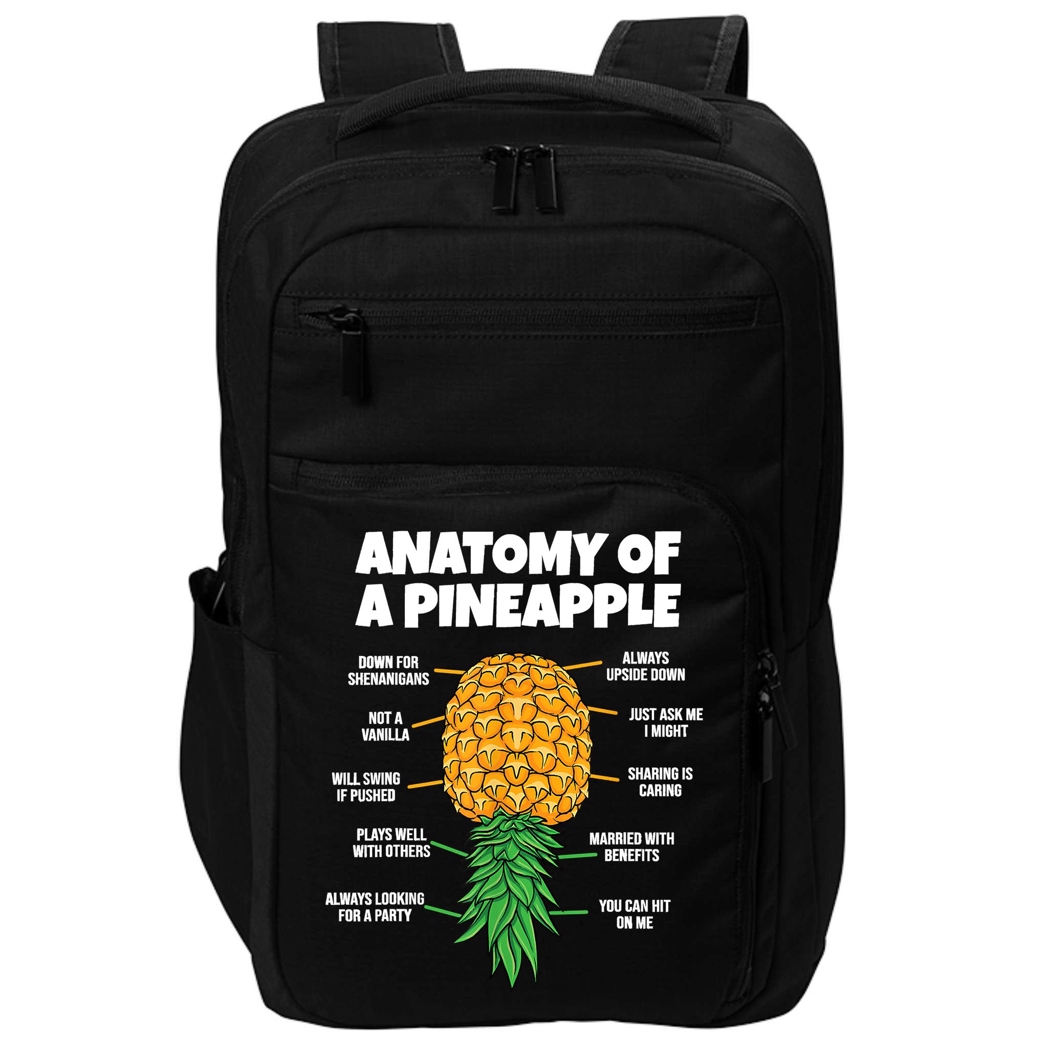 Anatomy Of A Pineapple Swinger Funny Upside Down Pineapple Impact Tech Backpack