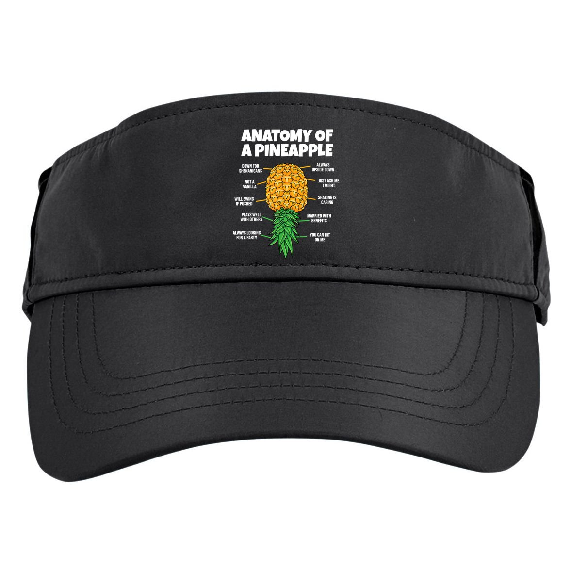 Anatomy Of A Pineapple Swinger Funny Upside Down Pineapple Adult Drive Performance Visor