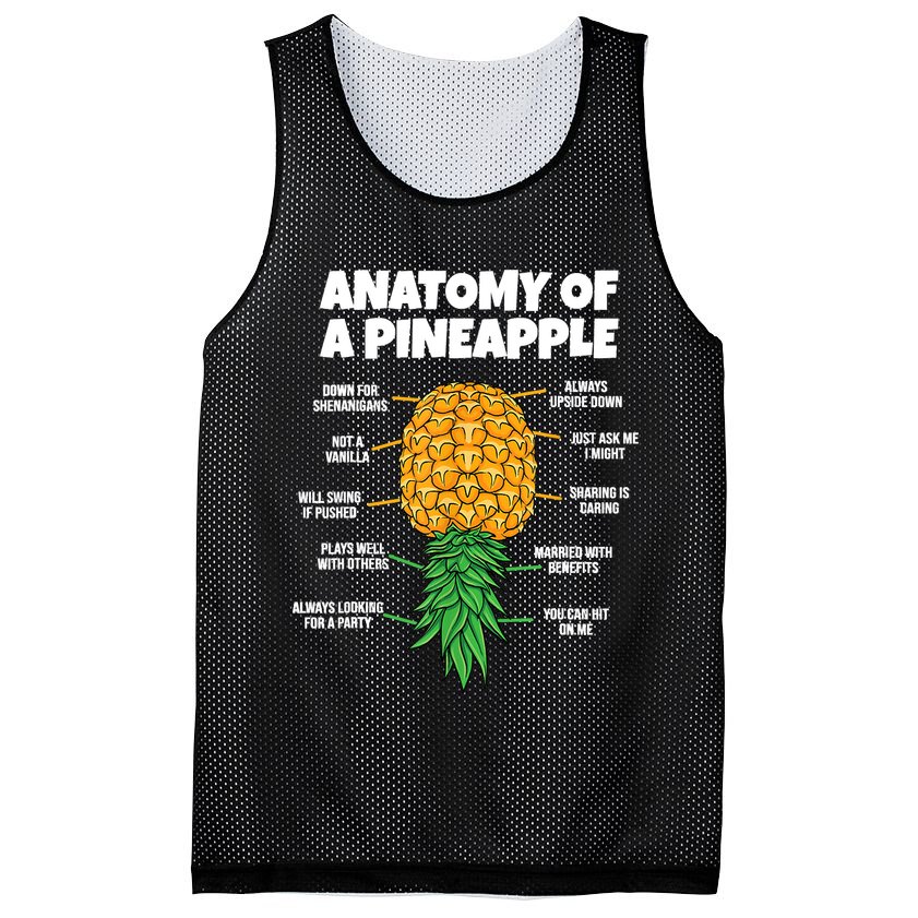 Anatomy Of A Pineapple Swinger Funny Upside Down Pineapple Mesh Reversible Basketball Jersey Tank
