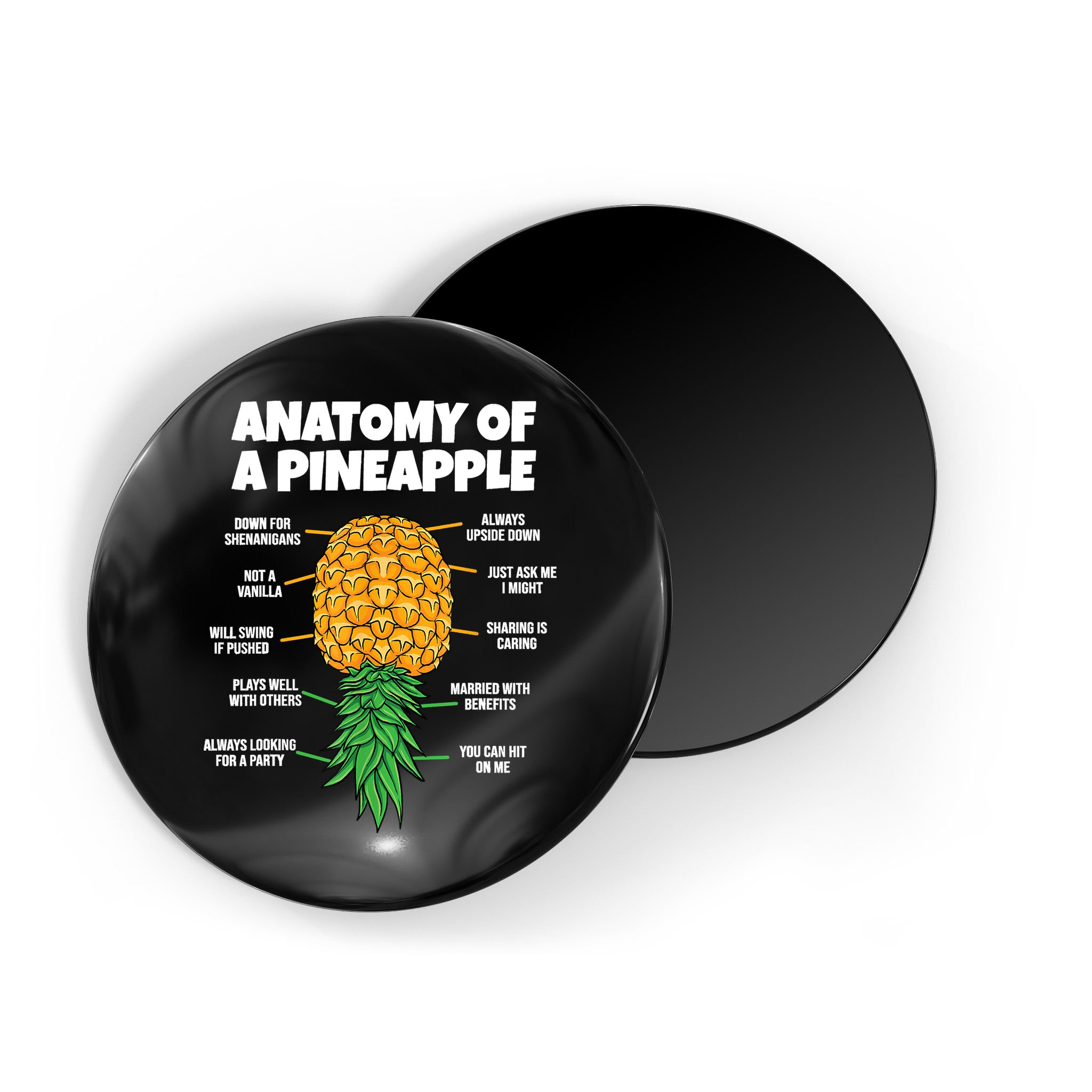 Anatomy Of A Pineapple Swinger Funny Upside Down Pineapple Magnet
