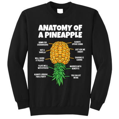 Anatomy Of A Pineapple Swinger Funny Upside Down Pineapple Tall Sweatshirt