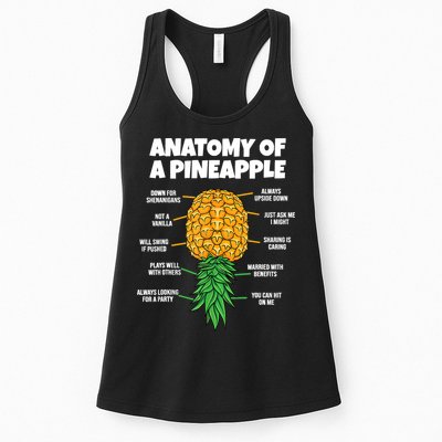 Anatomy Of A Pineapple Swinger Funny Upside Down Pineapple Womens Tank Top