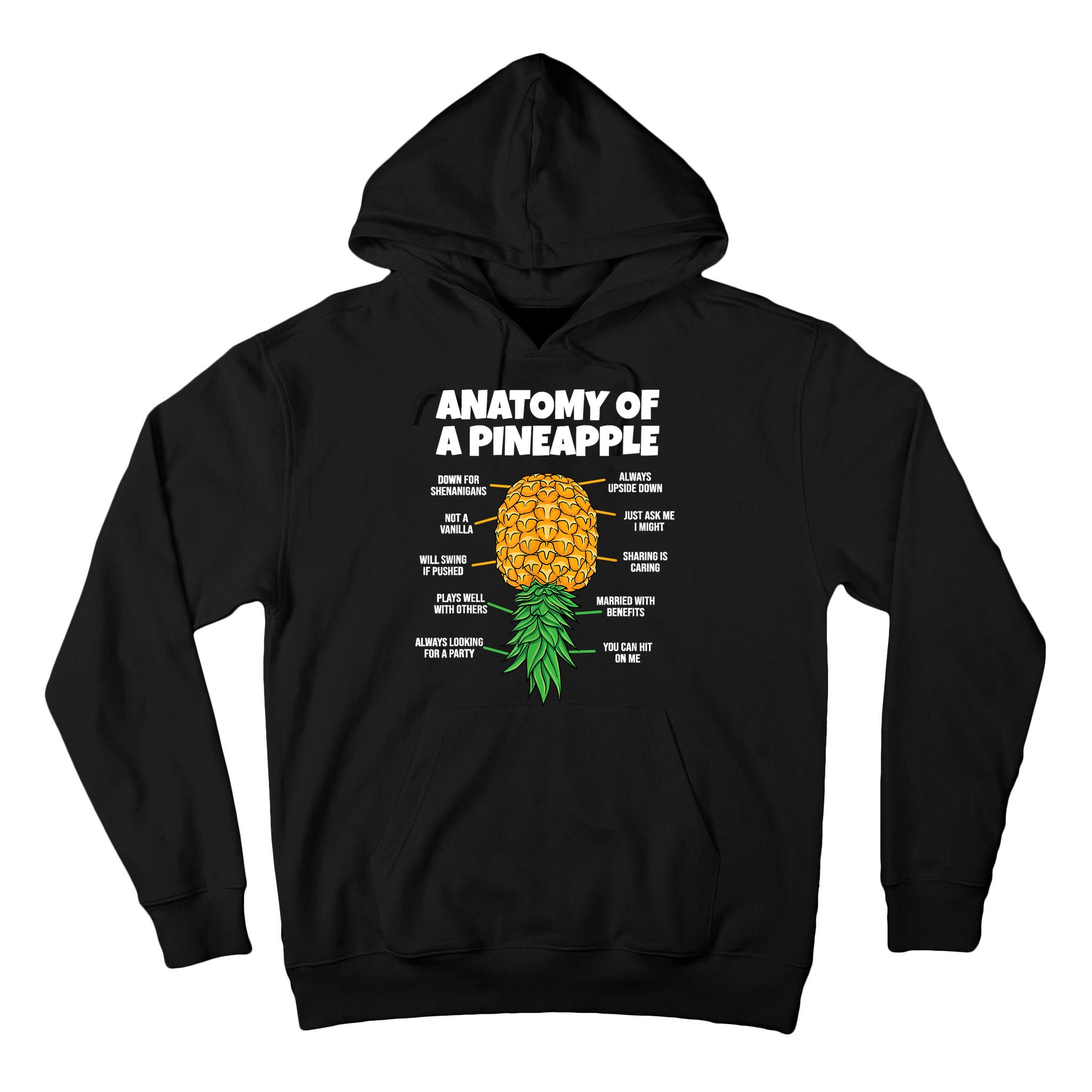 Anatomy Of A Pineapple Swinger Funny Upside Down Pineapple Tall Hoodie