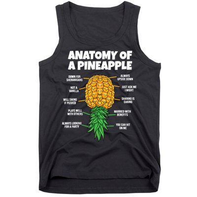 Anatomy Of A Pineapple Swinger Funny Upside Down Pineapple Tank Top