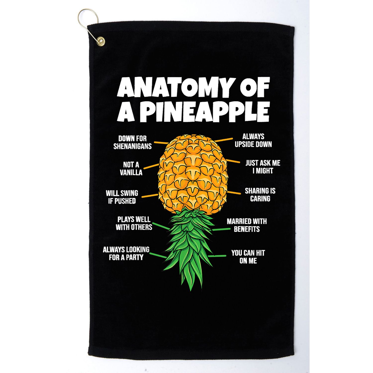 Anatomy Of A Pineapple Swinger Funny Upside Down Pineapple Golf Towel