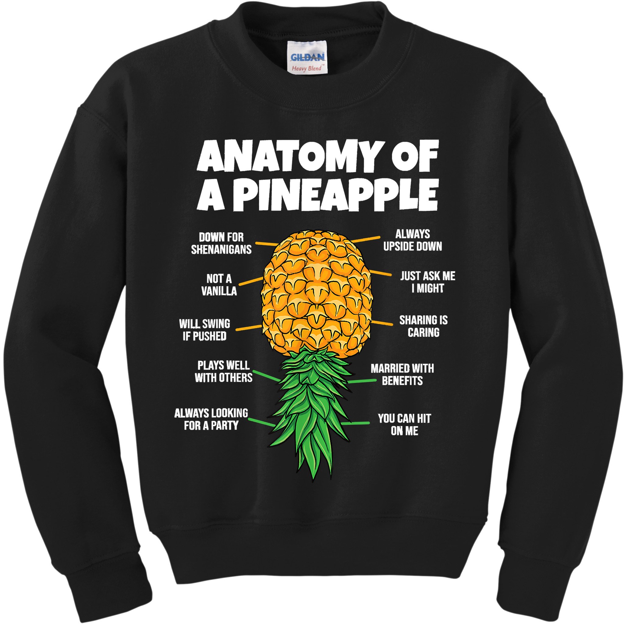 Anatomy Of A Pineapple Swinger Funny Upside Down Pineapple Kids Sweatshirt