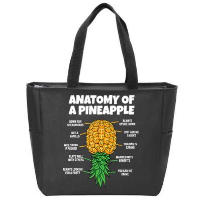 Anatomy Of A Pineapple Swinger Funny Upside Down Pineapple Zip Tote Bag