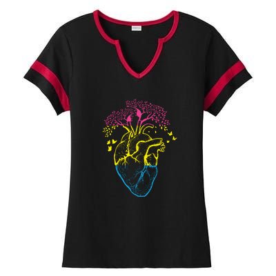 Anatomy Of A Pansexual Heart Pan Pride Anatomical LGBT Ladies Halftime Notch Neck Tee