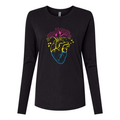 Anatomy Of A Pansexual Heart Pan Pride Anatomical LGBT Womens Cotton Relaxed Long Sleeve T-Shirt