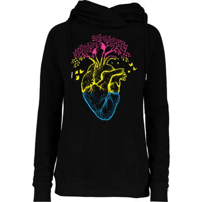 Anatomy Of A Pansexual Heart Pan Pride Anatomical LGBT Womens Funnel Neck Pullover Hood