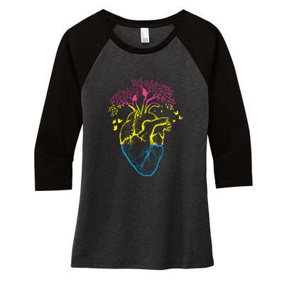 Anatomy Of A Pansexual Heart Pan Pride Anatomical LGBT Women's Tri-Blend 3/4-Sleeve Raglan Shirt