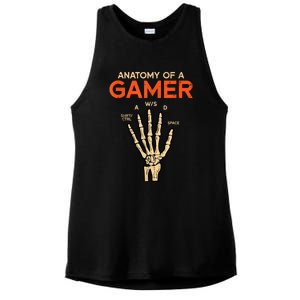 Anatomy Of A Gamer Skeleton Hand Funny Halloween Gaming Ladies PosiCharge Tri-Blend Wicking Tank