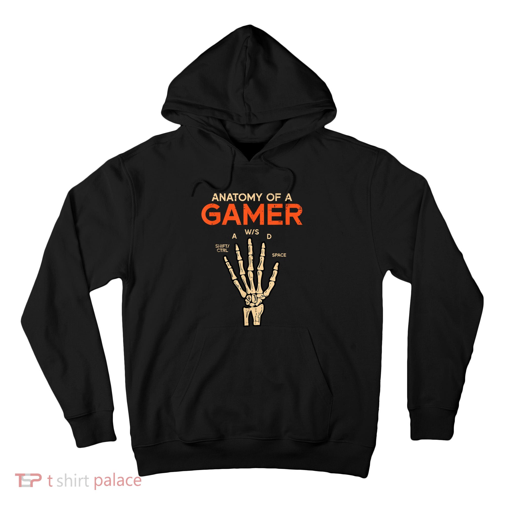 Anatomy Of A Gamer Skeleton Hand Funny Halloween Gaming Tall Hoodie