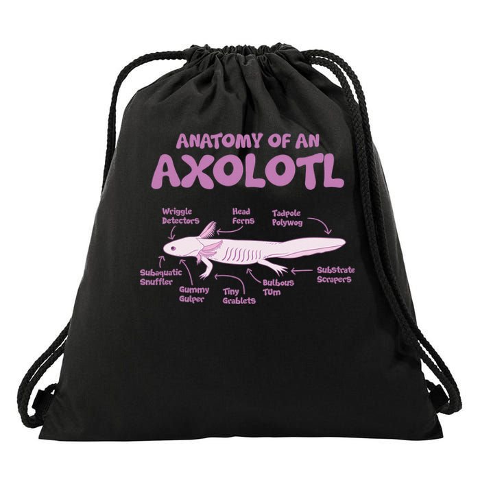 Anatomy Of An Axolotl Axolotls Funny Biology Diagram Science  Drawstring Bag