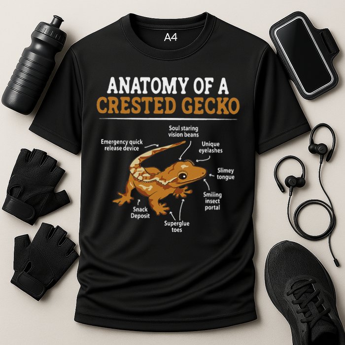 Anatomy Of A Crested Gecko, Eyelash Lizard Herpetologist Cooling Performance Crew T-Shirt