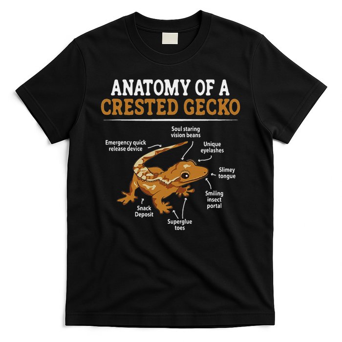 Anatomy Of A Crested Gecko, Eyelash Lizard Herpetologist T-Shirt