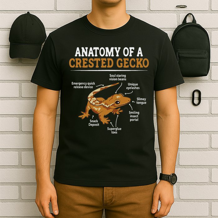 Anatomy Of A Crested Gecko, Eyelash Lizard Herpetologist T-Shirt