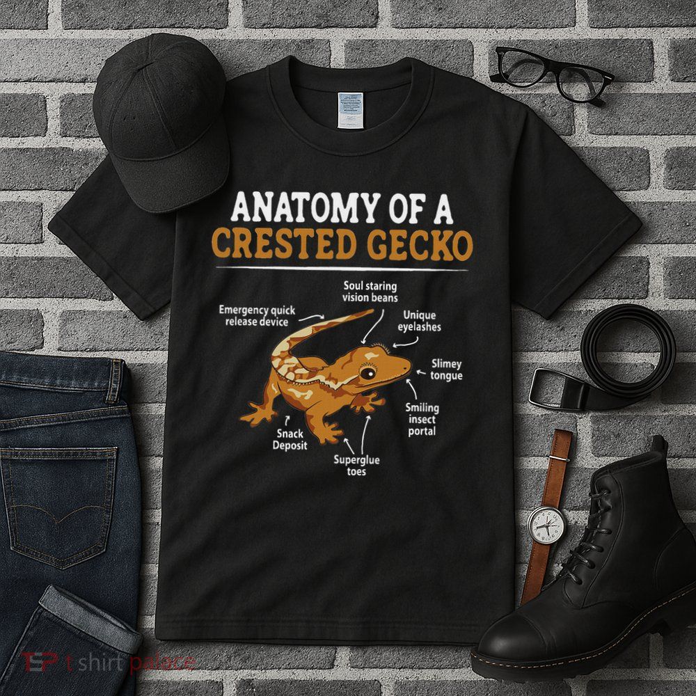 Anatomy Of A Crested Gecko, Eyelash Lizard Herpetologist Tall T-Shirt