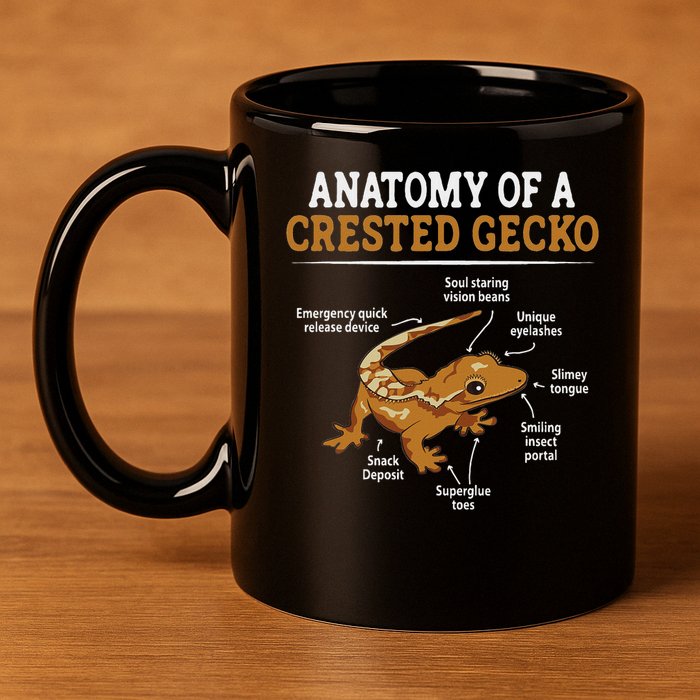 Anatomy Of A Crested Gecko, Eyelash Lizard Herpetologist 11oz C Handle Ceramic Mug