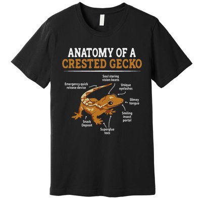 Anatomy Of A Crested Gecko, Eyelash Lizard Herpetologist Premium T-Shirt