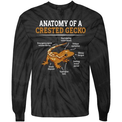 Anatomy Of A Crested Gecko, Eyelash Lizard Herpetologist Tie-Dye Long Sleeve Shirt