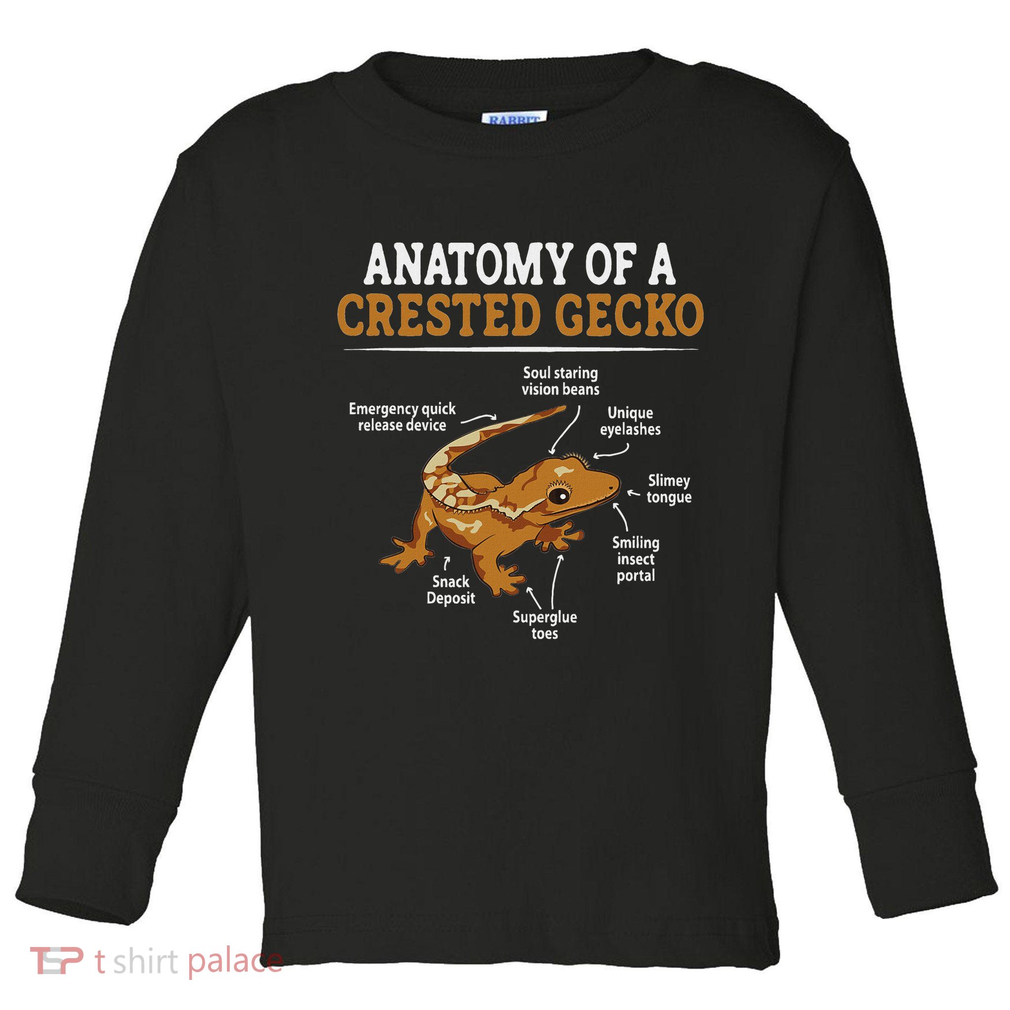 Anatomy Of A Crested Gecko, Eyelash Lizard Herpetologist Toddler Long Sleeve Shirt