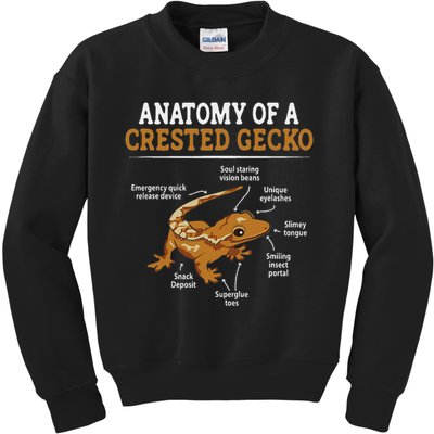 Anatomy Of A Crested Gecko, Eyelash Lizard Herpetologist Kids Sweatshirt