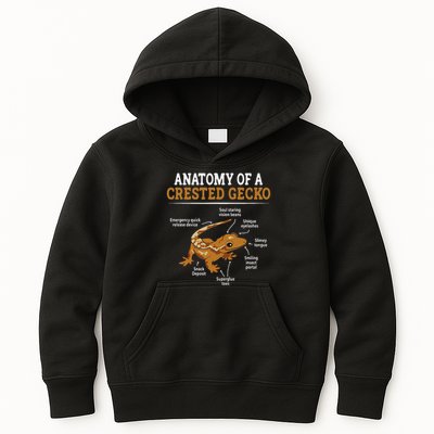 Anatomy Of A Crested Gecko, Eyelash Lizard Herpetologist Kids Hoodie