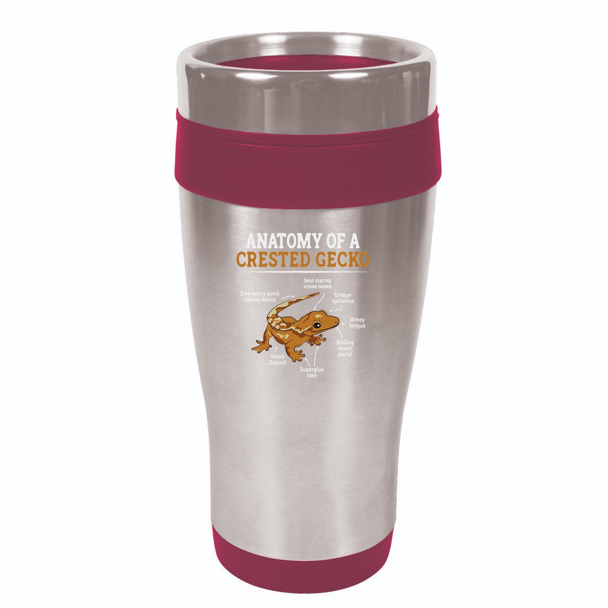 Anatomy Of A Crested Gecko, Eyelash Lizard Herpetologist 16oz Travel Tumbler