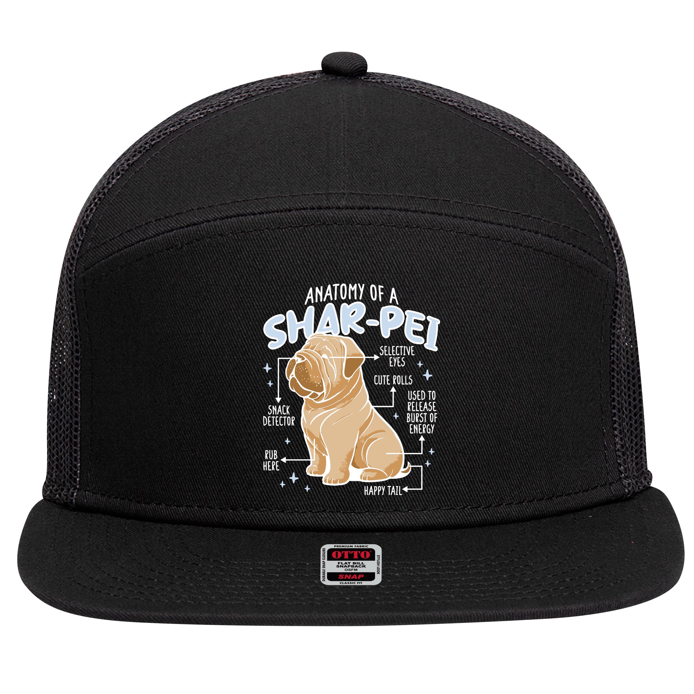 Anatomy Of A Sharpei Dog 7 Panel Mesh Trucker Snapback Hat