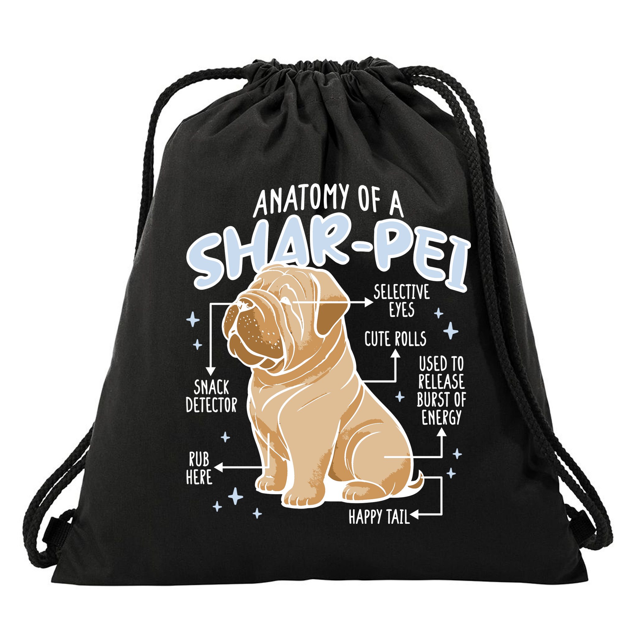 Anatomy Of A Sharpei Dog Drawstring Bag