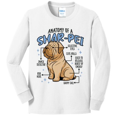 Anatomy Of A Sharpei Dog Kids Long Sleeve Shirt