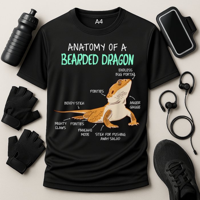 Anatomy Of A Bearded Dragon Bearded Dragon Lizard Pogona Reptile Cooling Performance Crew T-Shirt
