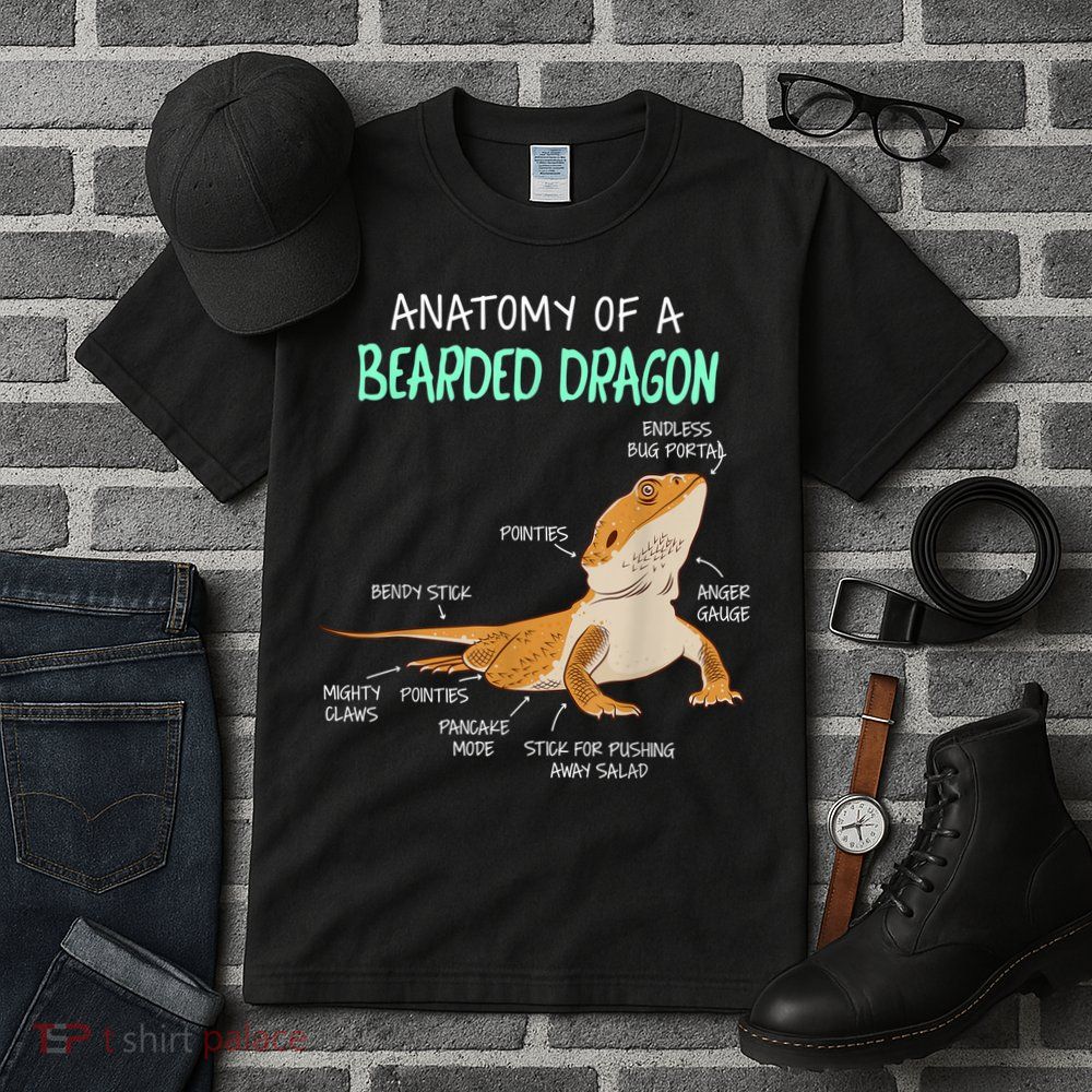 Anatomy Of A Bearded Dragon Bearded Dragon Lizard Pogona Reptile Tall T-Shirt