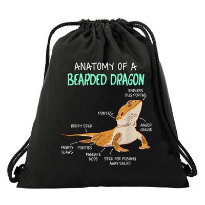 Anatomy Of A Bearded Dragon Bearded Dragon Lizard Pogona Reptile Drawstring Bag