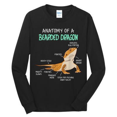 Anatomy Of A Bearded Dragon Bearded Dragon Lizard Pogona Reptile Tall Long Sleeve T-Shirt