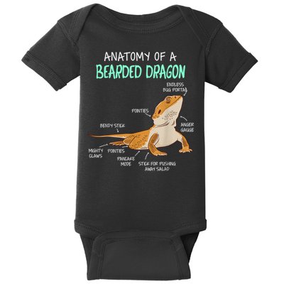 Anatomy Of A Bearded Dragon Bearded Dragon Lizard Pogona Reptile Baby Bodysuit