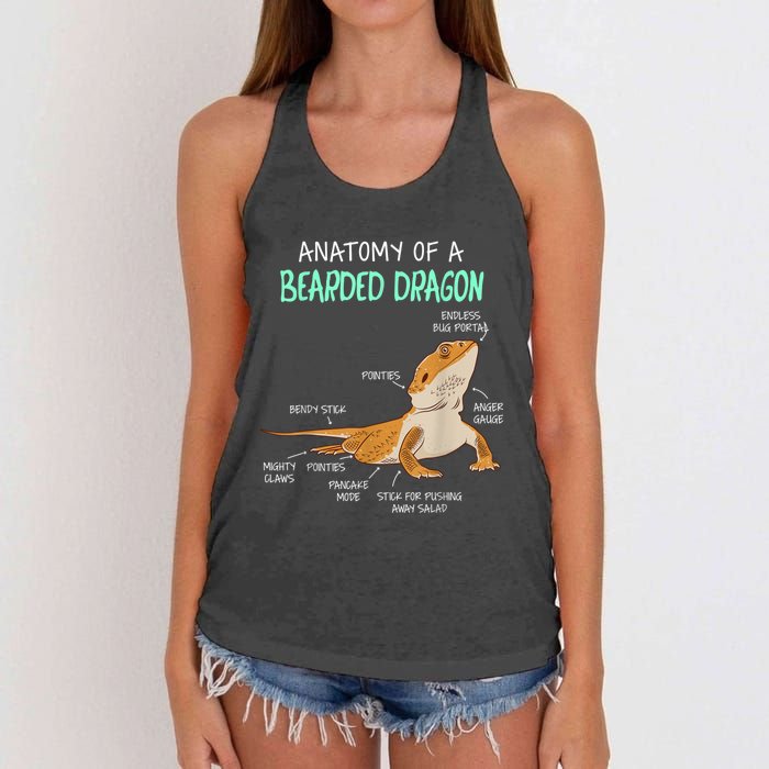 Anatomy Of A Bearded Dragon Bearded Dragon Lizard Pogona Reptile Women's Knotted Racerback Tank