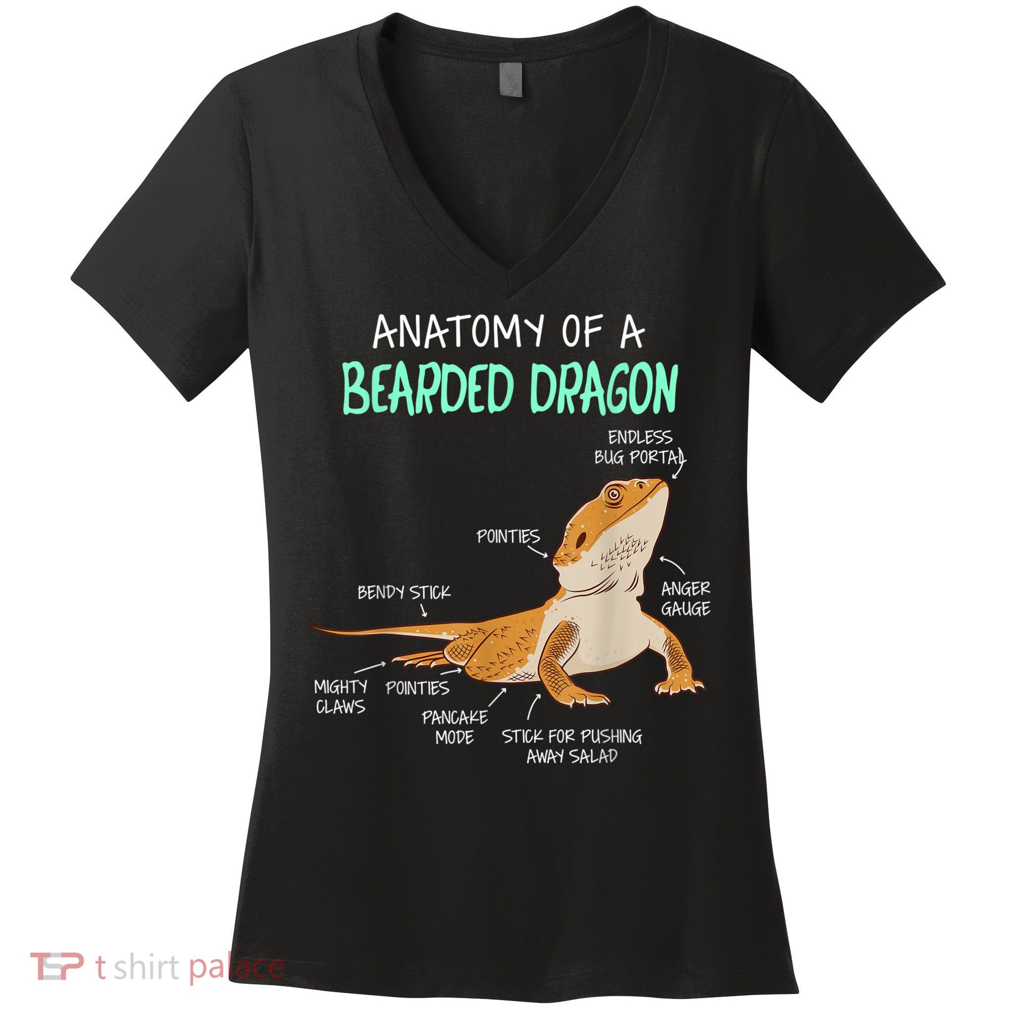 Anatomy Of A Bearded Dragon Bearded Dragon Lizard Pogona Reptile Women's V-Neck T-Shirt