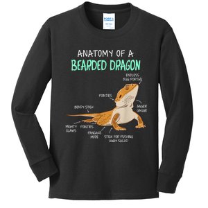 Anatomy Of A Bearded Dragon Bearded Dragon Lizard Pogona Reptile Kids Long Sleeve Shirt