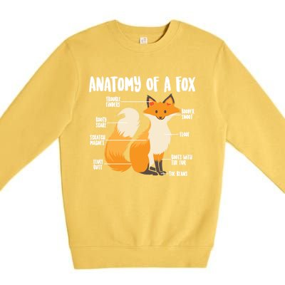 Anatomy Of A Fox Cute Sweet Carnivore Funny Animal Gift Premium Crewneck Sweatshirt