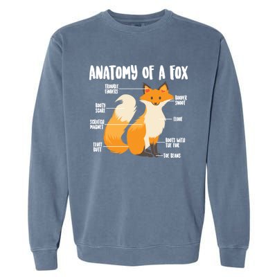 Anatomy Of A Fox Cute Sweet Carnivore Funny Animal Gift Garment-Dyed Sweatshirt