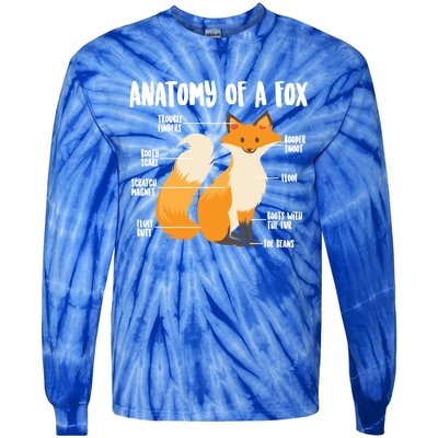 Anatomy Of A Fox Cute Sweet Carnivore Funny Animal Gift Tie-Dye Long Sleeve Shirt