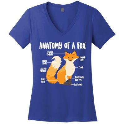 Anatomy Of A Fox Cute Sweet Carnivore Funny Animal Gift Women's V-Neck T-Shirt