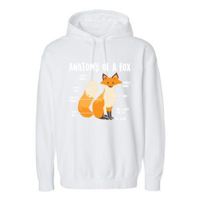 Anatomy Of A Fox Cute Sweet Carnivore Funny Animal Gift Garment-Dyed Fleece Hoodie